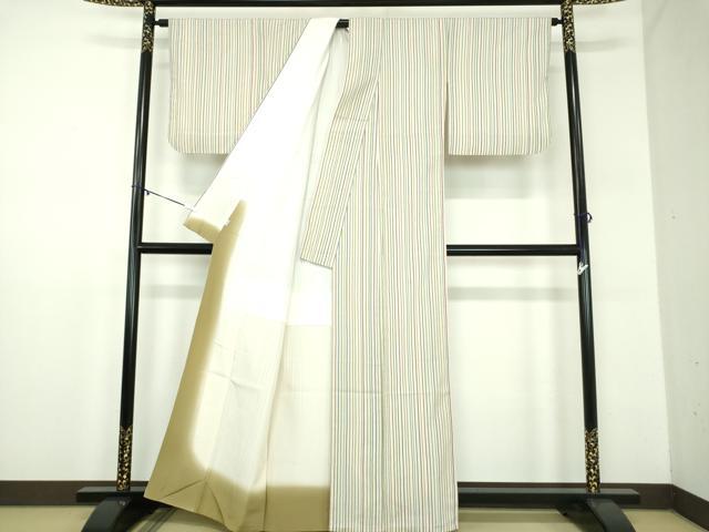 平和屋着物●上質なお召　縞　お召縮緬　小田急百貨店扱い　正絹　逸品　DABD1448ps
