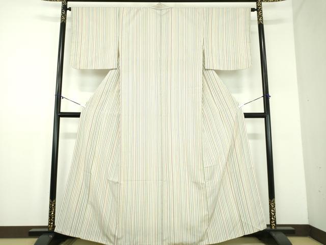 平和屋着物●上質なお召　縞　お召縮緬　小田急百貨店扱い　正絹　逸品　DABD1448ps