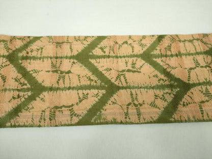 平和屋着物●九寸名古屋帯　紬地　絞り　矢羽根間道　正絹　逸品　未使用　DABD1452ps