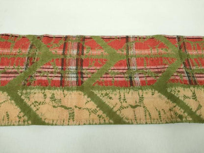 平和屋着物●九寸名古屋帯　紬地　絞り　矢羽根間道　正絹　逸品　未使用　DABD1452ps