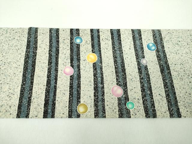 平和屋着物●九寸名古屋帯　作家物　花間道　たたき染め　銀彩　正絹　逸品　DABD1453ps