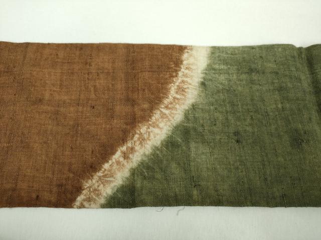 平和屋着物●九寸名古屋帯　紬地　絞り　霞文　正絹　逸品　DABD1455ps