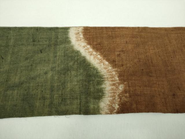 平和屋着物●九寸名古屋帯　紬地　絞り　霞文　正絹　逸品　DABD1455ps