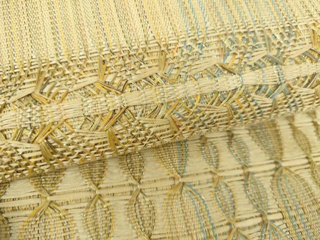 平和屋着物●八寸名古屋帯　もじり織　変わり間道　金糸　正絹　逸品　未使用　DABD1464ps