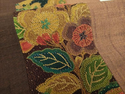 平和屋着物●中国三大刺繍　相良刺繍　九寸名古屋帯　紬地　切嵌　草花文　正絹　逸品　DABD1465ps