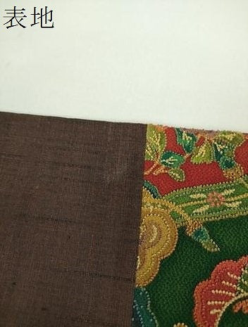平和屋着物●中国三大刺繍　相良刺繍　九寸名古屋帯　紬地　切嵌　草花文　正絹　逸品　DABD1465ps