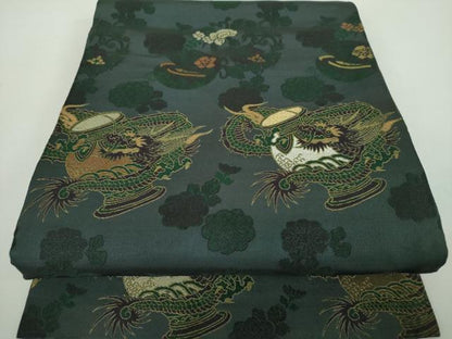 平和屋着物●アンティーク　大正ロマン　丸帯　龍　器物文様　花丸文　金糸　正絹　逸品　DABD1470ps