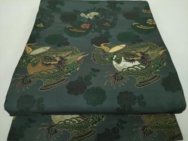 平和屋着物●アンティーク　大正ロマン　丸帯　龍　器物文様　花丸文　金糸　正絹　逸品　DABD1470ps