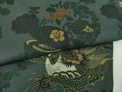 平和屋着物●アンティーク　大正ロマン　丸帯　龍　器物文様　花丸文　金糸　正絹　逸品　DABD1470ps