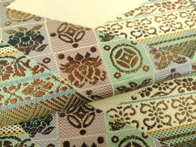 平和屋着物●本場筑前博多織 八寸名古屋帯 名物裂花間道 正絹 逸品 DABD1471ps