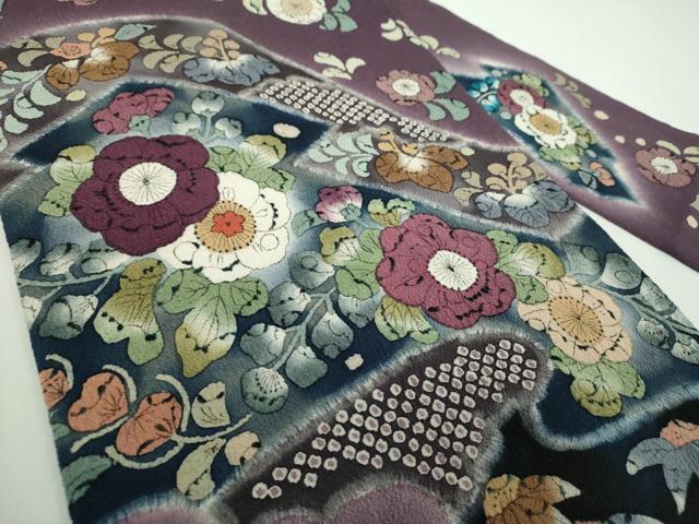 平和屋着物●九寸名古屋帯　作家物　絞り　辻が花　鬼しぼ縮緬　正絹　逸品　DABD1476ps