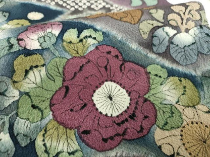平和屋着物●九寸名古屋帯　作家物　絞り　辻が花　鬼しぼ縮緬　正絹　逸品　DABD1476ps