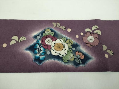 平和屋着物●九寸名古屋帯　作家物　絞り　辻が花　鬼しぼ縮緬　正絹　逸品　DABD1476ps