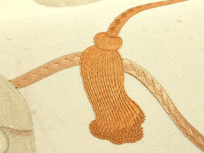 平和屋着物●アンティーク 大正ロマン 爪掻き本綴れ 中国三大刺繍 相良刺繍 八寸名古屋帯 総手刺繍 翁 金銀糸 正絹 逸品 DABD1483ps