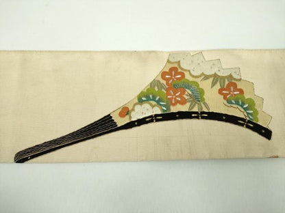 平和屋着物●アンティーク 大正ロマン 爪掻き本綴れ 中国三大刺繍 相良刺繍 八寸名古屋帯 総手刺繍 翁 金銀糸 正絹 逸品 DABD1483ps