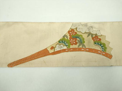 平和屋着物●アンティーク 大正ロマン 爪掻き本綴れ 中国三大刺繍 相良刺繍 八寸名古屋帯 総手刺繍 翁 金銀糸 正絹 逸品 DABD1483ps