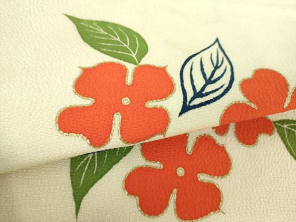 平和屋着物●銀座　志ま亀　九寸名古屋帯　草花文　鬼しぼ縮緬　金彩　たとう紙付き　正絹　逸品　DABD1485ps