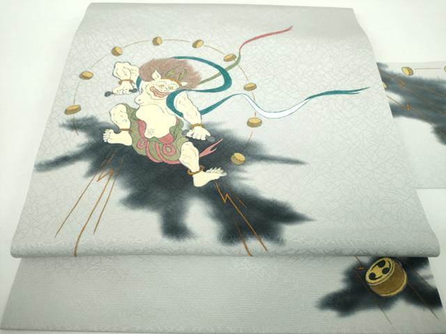 平和屋着物●九寸名古屋帯　作家物　手描き　風神　金彩　正絹　逸品　未使用　DABD1492ps