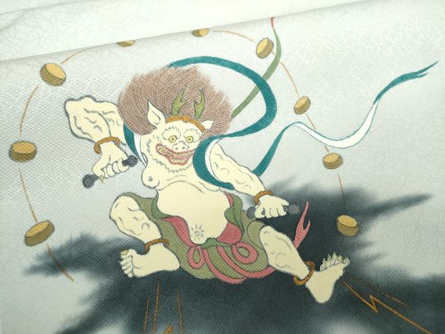 平和屋着物●九寸名古屋帯　作家物　手描き　風神　金彩　正絹　逸品　未使用　DABD1492ps