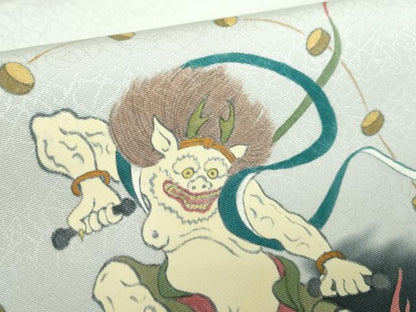 平和屋着物●九寸名古屋帯　作家物　手描き　風神　金彩　正絹　逸品　未使用　DABD1492ps