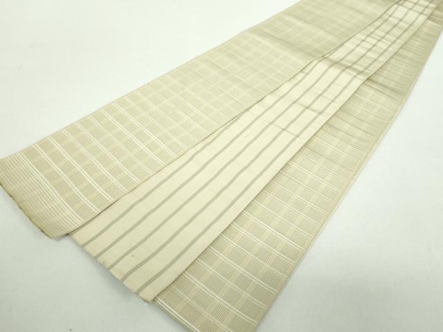 平和屋着物●男性　本場筑前博多織　角帯　格子　西村織物謹製　博多金ラベル　証紙付き　正絹　逸品　DABD1502ps