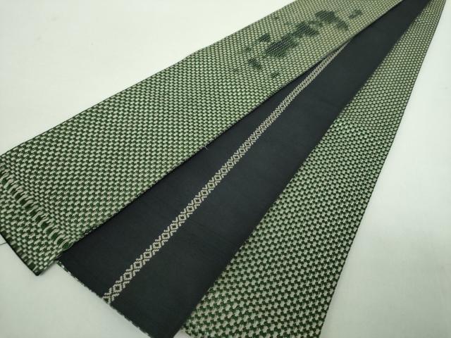 平和屋着物●男性　本場筑前博多織　両面　角帯　幾何学文様　正絹　逸品　DABD1508ps