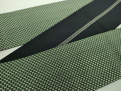 平和屋着物●男性　本場筑前博多織　両面　角帯　幾何学文様　正絹　逸品　DABD1508ps