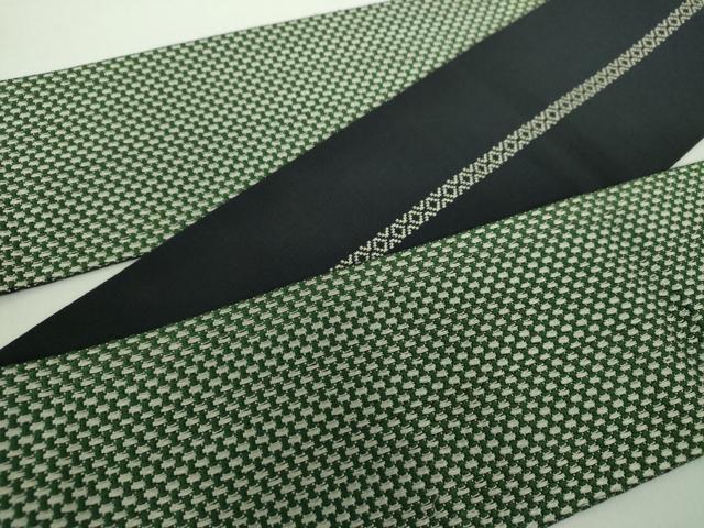 平和屋着物●男性　本場筑前博多織　両面　角帯　幾何学文様　正絹　逸品　DABD1508ps