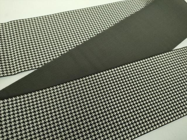 平和屋着物●男性　本場筑前博多織　角帯　千鳥柄　黒地　正絹　逸品　未使用　DABD1509ps