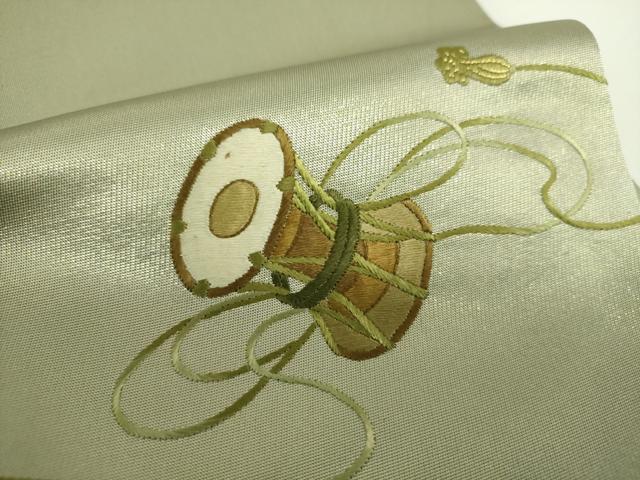 平和屋着物●西陣　川島織物　つけ帯　総刺繍　楽器文　金糸　正絹　逸品　未使用　DABD1515ps