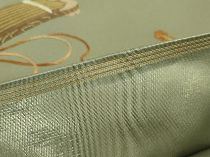 平和屋着物●西陣　川島織物　つけ帯　総刺繍　楽器文　金糸　正絹　逸品　未使用　DABD1515ps