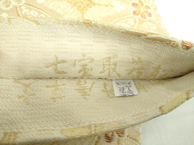 平和屋着物●丸帯　唐織　七宝取若松文　立涌牡丹唐草文　金糸　正絹　逸品　DABD1521ps