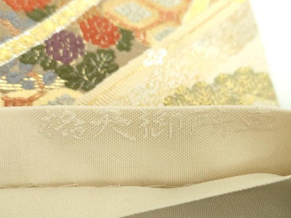 平和屋着物●六通柄袋帯　唐織　格天御所車　金銀糸　正絹　逸品　未使用　DABD1527ps
