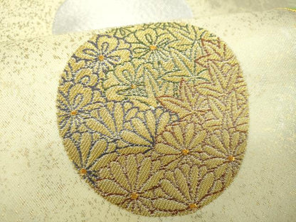 平和屋着物●六通柄袋帯　花丸文　金銀糸　引箔　正絹　逸品　DABD1530ps