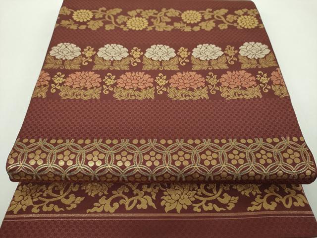 平和屋着物▼西陣　川島織物　本金　六通柄　本袋帯　名物裂花文　正絹　逸品　未使用　DABD1534ps