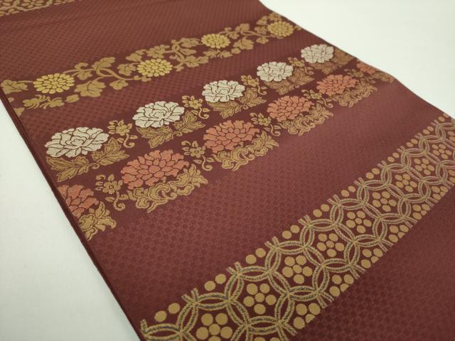 平和屋着物▼西陣　川島織物　本金　六通柄　本袋帯　名物裂花文　正絹　逸品　未使用　DABD1534ps