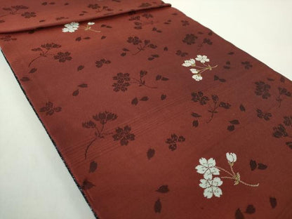 平和屋着物●両面　六通柄袋帯　モール　舞花文　金糸　正絹　逸品　DABD1536ps