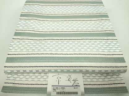 平和屋着物●全通柄　本袋帯　めがね織　横段文　未使用　DABD1537ps