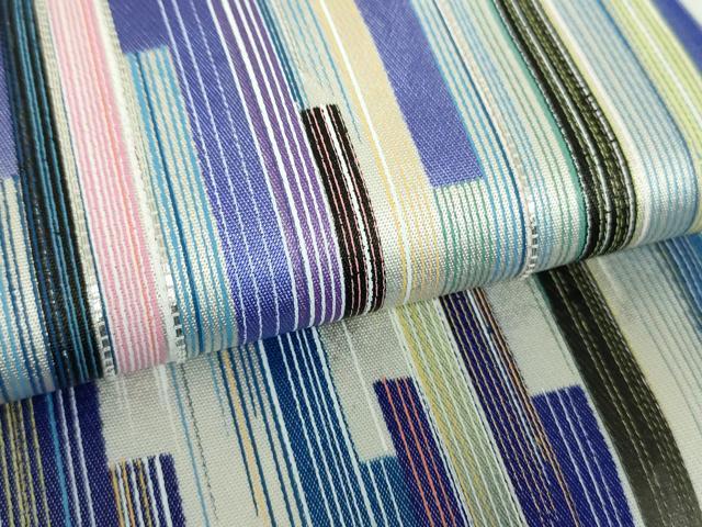 平和屋着物●太鼓柄袋帯　作家物　駒刺繍　変わり間道　銀糸　引箔　正絹　逸品　DABD1547ps