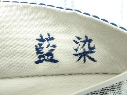 平和屋着物●六通柄袋帯　藍染　間道　丸文　正絹　逸品　未使用　DABD1550ps