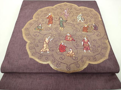 平和屋着物●六通柄　本袋帯　譚来住綢絲　金糸　正絹　逸品　DABD1560ps