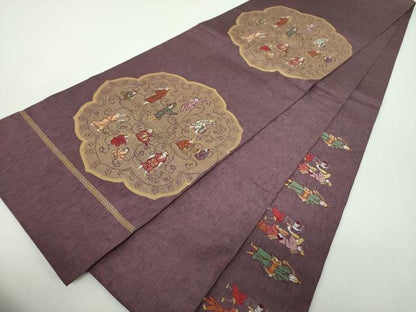 平和屋着物●六通柄　本袋帯　譚来住綢絲　金糸　正絹　逸品　DABD1560ps