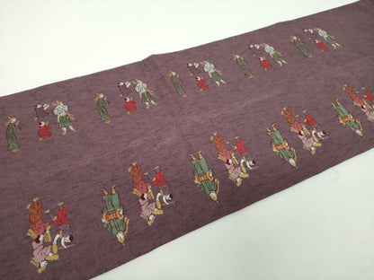 平和屋着物●六通柄　本袋帯　譚来住綢絲　金糸　正絹　逸品　DABD1560ps