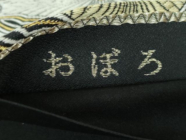 平和屋着物●六通柄袋帯　唐織　おぼろ　七宝花文　黒地　金糸　正絹　逸品　DABD1565ps