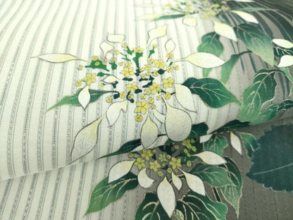 平和屋着物●両面　太鼓柄袋帯　手描き　枝花文　金銀彩　正絹　逸品　DABD1566ps