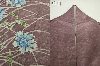 平和屋着物●訪問着　紬地　ろうけつ染め　舞蝶花文　正絹　逸品　DABD1574ps