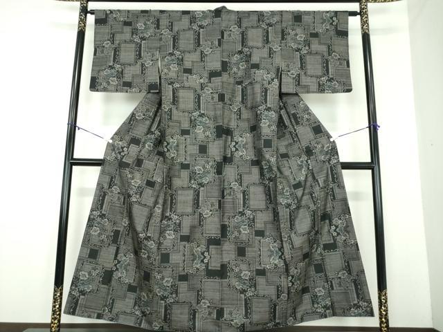 平和屋着物●本場大島紬　9マルキ　草花文　正絹　逸品　DABD1578ps