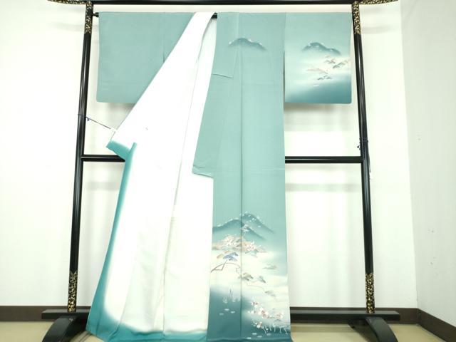 平和屋着物●訪問着　友禅　作家物　風景花文　暈し染め　正絹　逸品　DABD1579ps