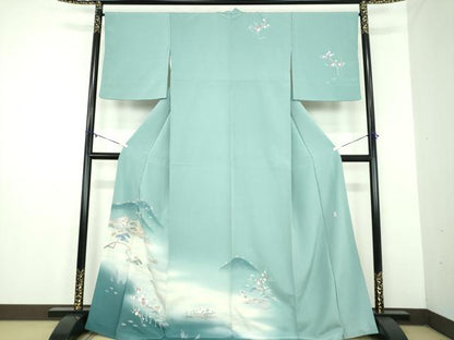 平和屋着物●訪問着　友禅　作家物　風景花文　暈し染め　正絹　逸品　DABD1579ps