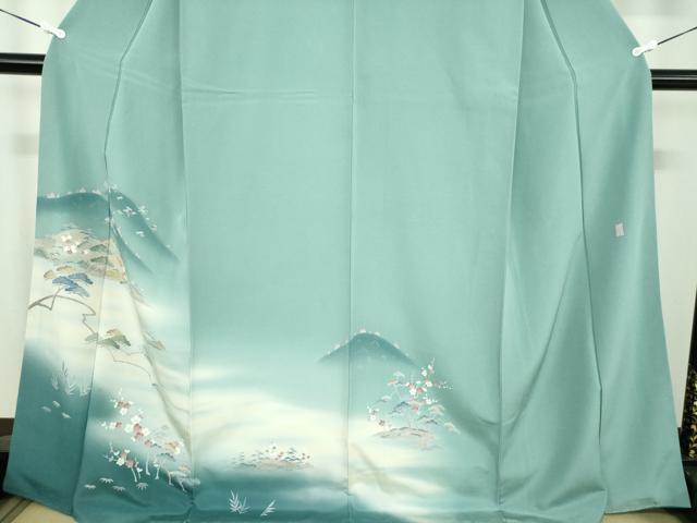 平和屋着物●訪問着　友禅　作家物　風景花文　暈し染め　正絹　逸品　DABD1579ps